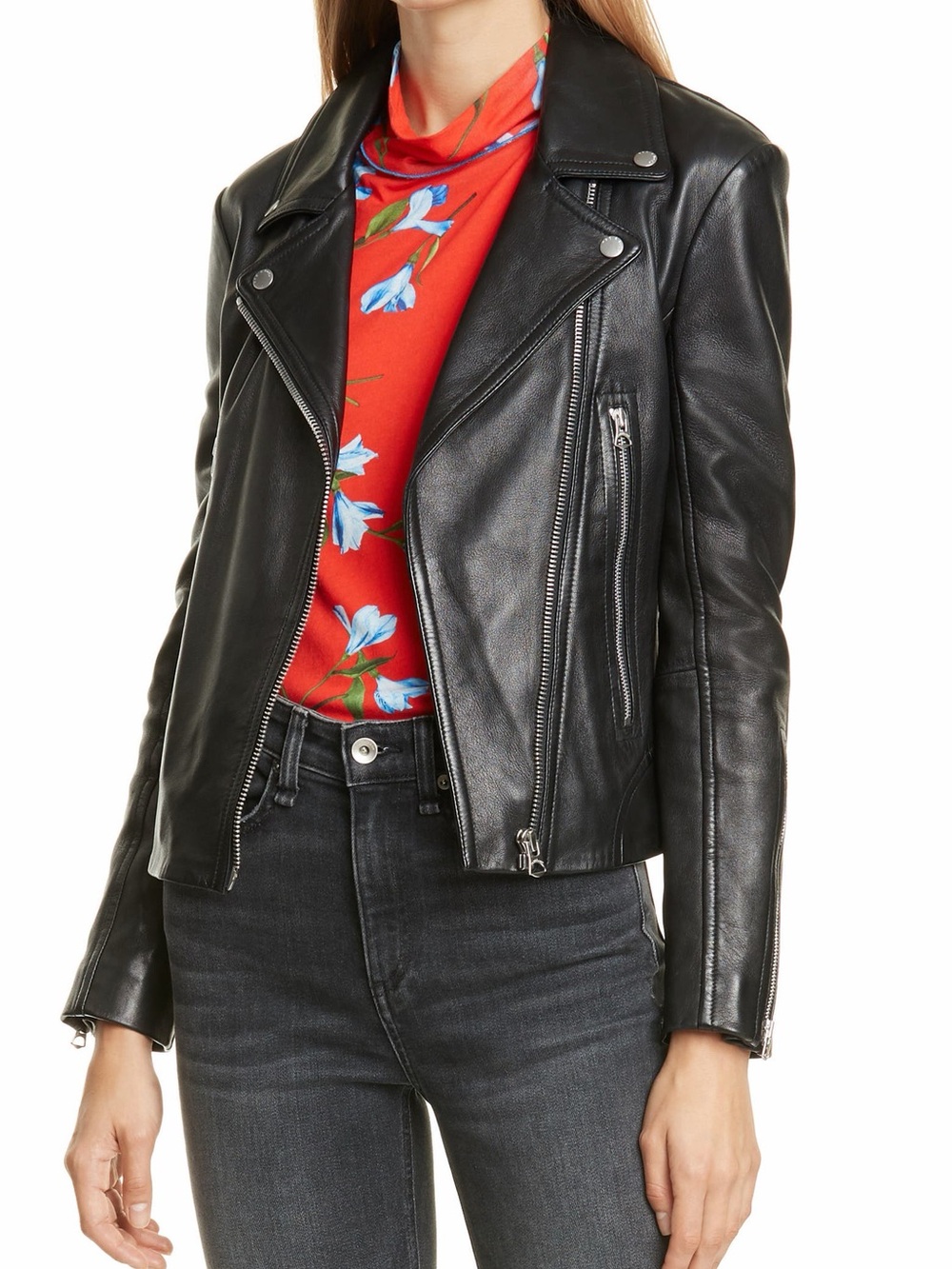 rag & bone Mack Leather Jacket with Silver Hardware